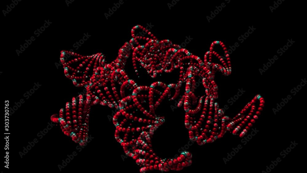 Poster 3d abstraction of multicolored patterns of small beads rotating and floating on the black background
