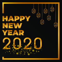 Fototapeta na wymiar Happy New Year 2020. New Year Shining background with gold and glitter
