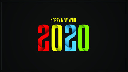 Happy New Year 2020 Shining background with Colorfull Creative Banner Vector Design