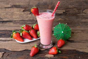 Strawberry and banana smoothie colorful fruit juice milkshake blend beverage healthy high protein...