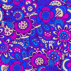 pattern of violet and pink simple flowers