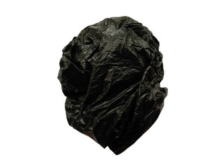 Black plastic bag isolated on white background. Black plastic for trash cans or shopping bag.