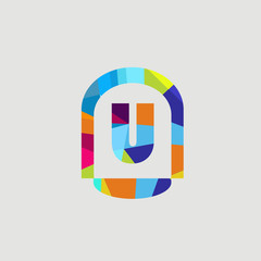 the colourful letter u font style logo design rainbow with white background