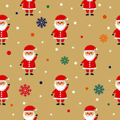 christmas seamless pattern with santa isolated on cream background. vector Illustration.