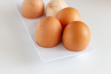 white fridge container with chicken eggs