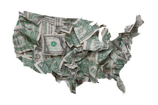 United States of America, Crumpled Dollars, Waste of Money Concept