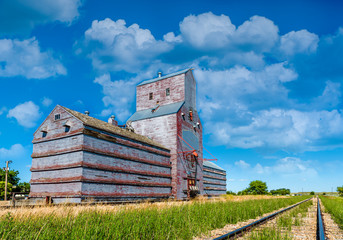 The historic grain elevator in Eastend, Saskatchewan, now abandoned