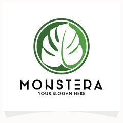 Tropical Monstera Logo Designs Template