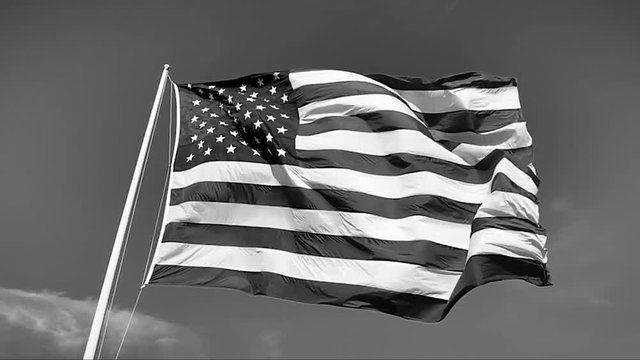 American flag in black and white