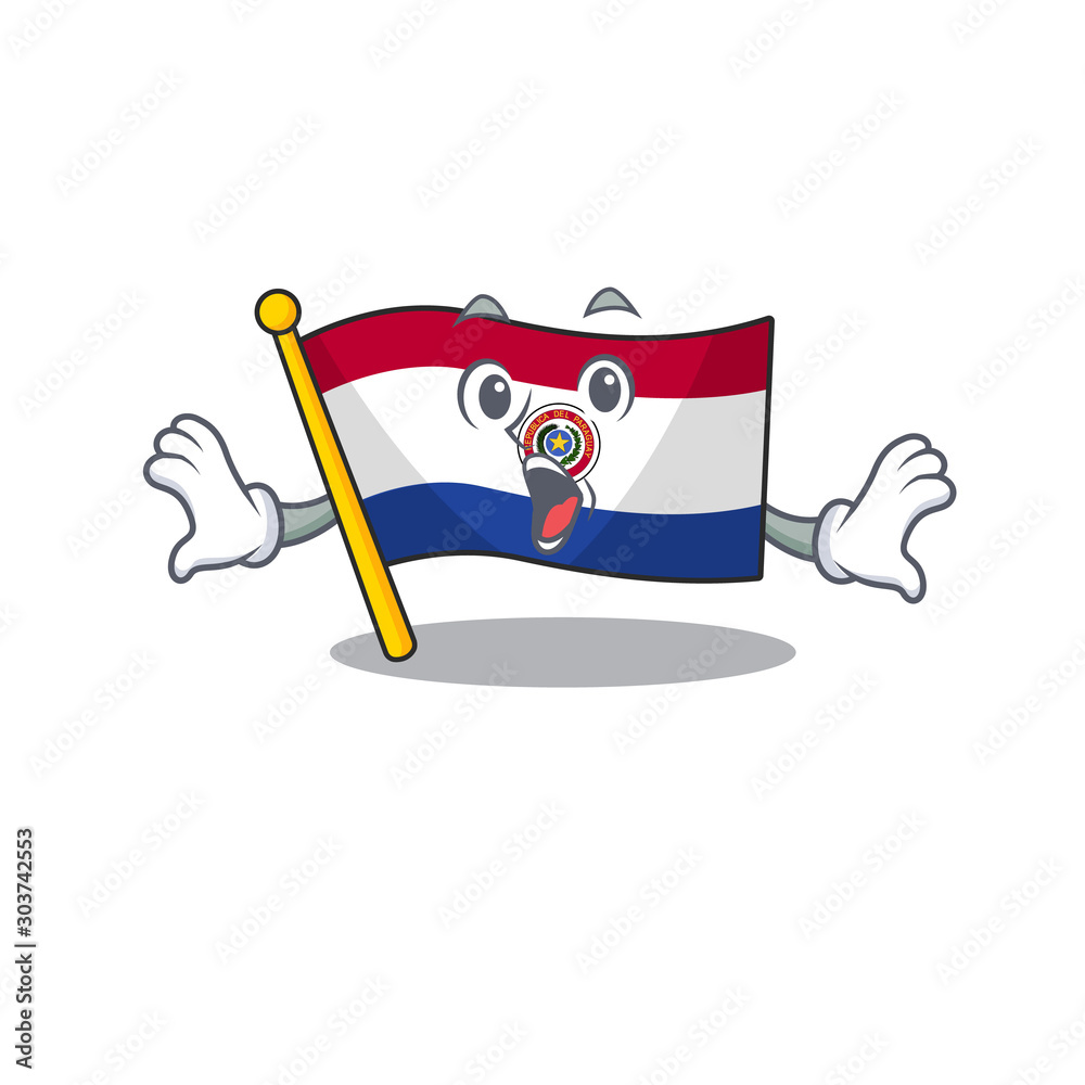 Wall mural mascot flag paraguay with in with trumpet character