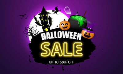 Halloween sale Carnival Background, concept design Party,