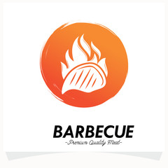 Hot BBQ Steak Grill House Logo Design Template
