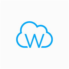 Initial Letter W with Cloud concept.