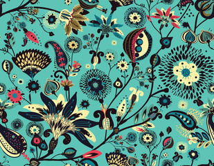 Seamless floral background paisley for textiles, wallpaper