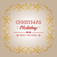 Decorative element for greeting card christmas holiday, with design of leaves frame. Vector