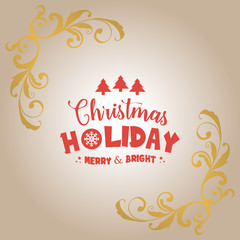Decorative element for greeting card christmas holiday, with design of leaves frame. Vector