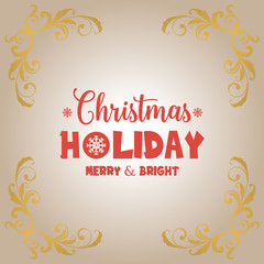 Template for poster christmas holiday, with abstract leaf flower frame ornament. Vector