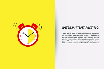 Illustration Vector: Intermittent Fasting, Concept of Clock with Plate, Fork and Knife.