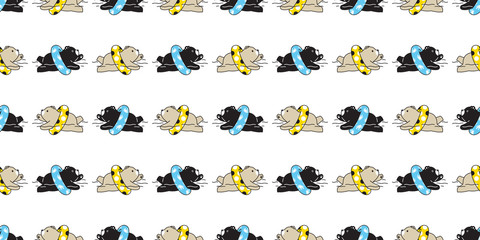 Bear seamless pattern polar bear vector swimming ring scarf isolated teddy pool ocean summer beach cartoon repeat background tile wallpaper illustration doodle design