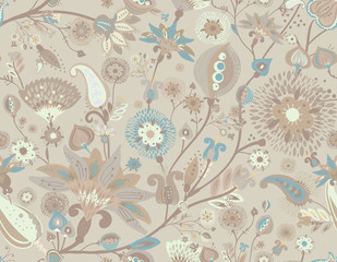 Fototapeta na wymiar Seamless floral background paisley for textiles, wallpaper