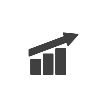 Growth graph up vector icon. Financial chart arrow filled flat sign for mobile concept and web design. Growing bars grap glyph icon. Symbol, logo illustration. Vector graphics