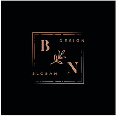 BN Beauty vector initial logo, handwriting logo of initial signature, wedding, fashion, jewerly, boutique, floral and botanical with creative template for any company or business
