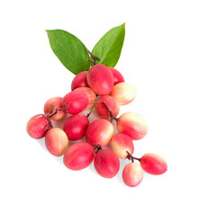 Carissa carandas Linn or Bengal currants, Karanda ,Carunda ,Karonda ,Koromcha fruits an isolated on white background.