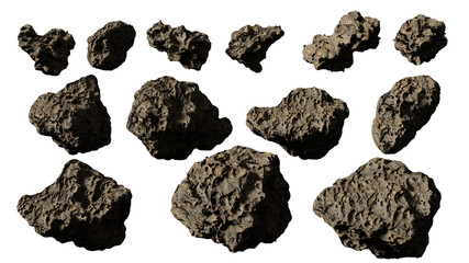 asteroids isolated on white background