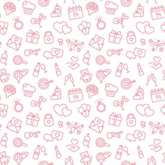 Seamless background with linear Valentine s day symbols