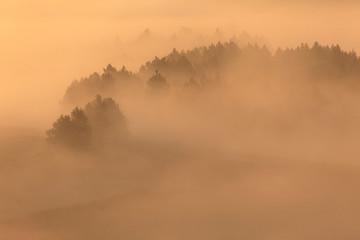 Dawn with a fog on the Velebit mountain, Croatia