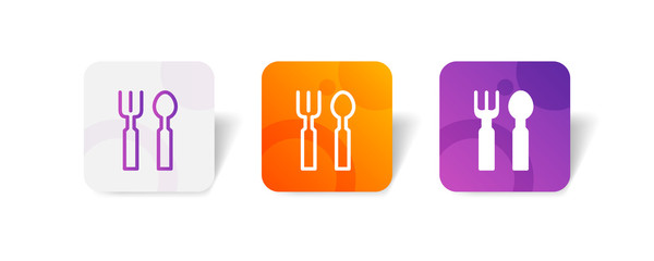 spoon and fork round icon in smooth gradient background button