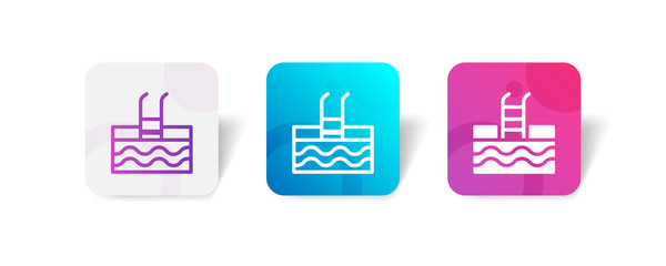 swimming pool round icon in smooth gradient background button