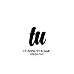 Fototapeta na wymiar Initial TU black and white logo template