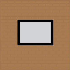 TV screen on brown brick wall background with space for your information