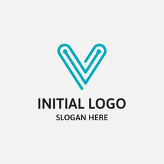 initial V technology logo design template vector