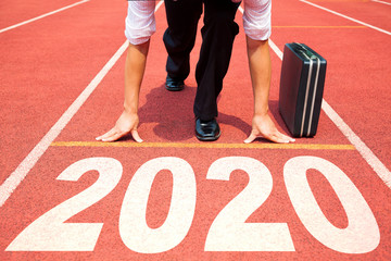 Business man Start to new year 2020 plans