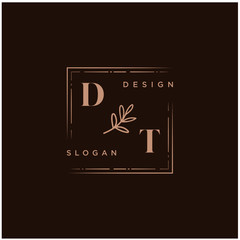 DT Beauty vector initial logo, handwriting logo of initial signature, wedding, fashion, jewerly, boutique, floral and botanical with creative template for any company or business
