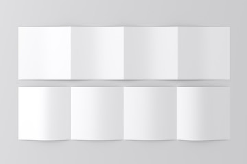 Square 4 Fold Brochure White Blank Mockup