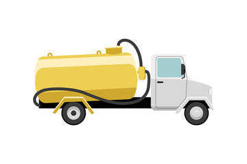 Septic truck vector illustration. Vacuum truck for sewage sludge transportation - obrazy, fototapety, plakaty