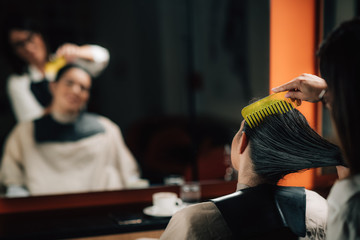 Hairdresser Brushing Woman’s Wet Hair