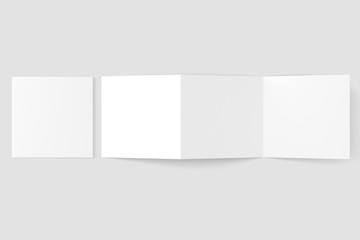 Square Z Fold Trifold Brochure White Blank Mockup