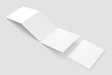 Square Z Fold Trifold Brochure White Blank Mockup