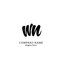 Fototapeta na wymiar Initial WN black and white logo template 