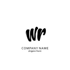 Fototapeta na wymiar Initial WR black and white logo template 