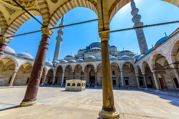 Fototapeta premium Suleymaniye Mosque in the Fatih district of Istanbul, Turkey. Travel concept of historical part.