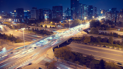 Beijing city traffic, city skyline