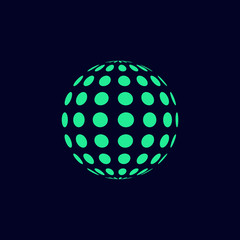  globe logo design vector symbol icon. dotted globe icon
