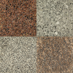 Set of natural stone textures. The surface of granite and marble. Close-up.
