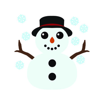 snowman with snowflakes vector illustration
