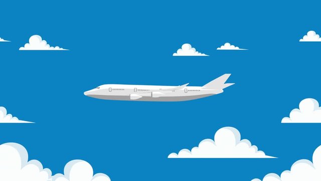 Flying airplane animation, side view, wiggle